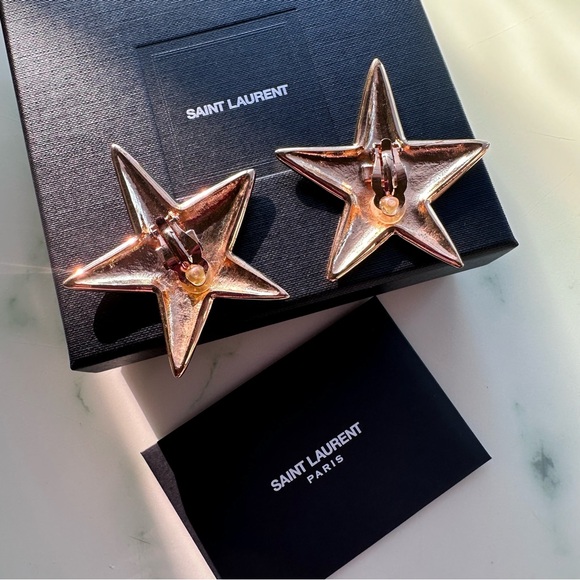 SAINT LAURENT Star Earrings Dore Vieilli Gold - Picture 3 of 9